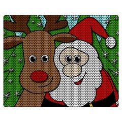 Santa and Rudolph selfie  Double Sided Flano Blanket (Medium) 