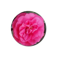 Pink Flower Japanese Tea Rose Floral Design Rubber Round Coaster (4 Pack)  by yoursparklingshop