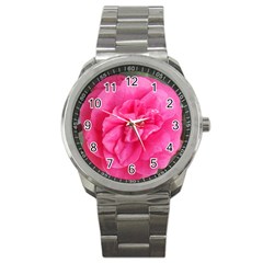 Pink Flower Japanese Tea Rose Floral Design Sport Metal Watch by yoursparklingshop