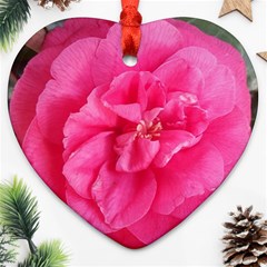 Pink Flower Japanese Tea Rose Floral Design Heart Ornament (two Sides) by yoursparklingshop