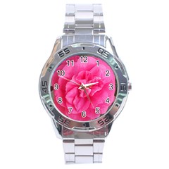 Pink Flower Japanese Tea Rose Floral Design Stainless Steel Analogue Watch by yoursparklingshop