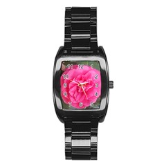 Pink Flower Japanese Tea Rose Floral Design Stainless Steel Barrel Watch by yoursparklingshop