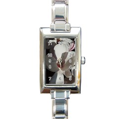 Magnolia Floral Flower Pink White Rectangle Italian Charm Watch by yoursparklingshop