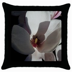 Magnolia Floral Flower Pink White Throw Pillow Case (black) by yoursparklingshop