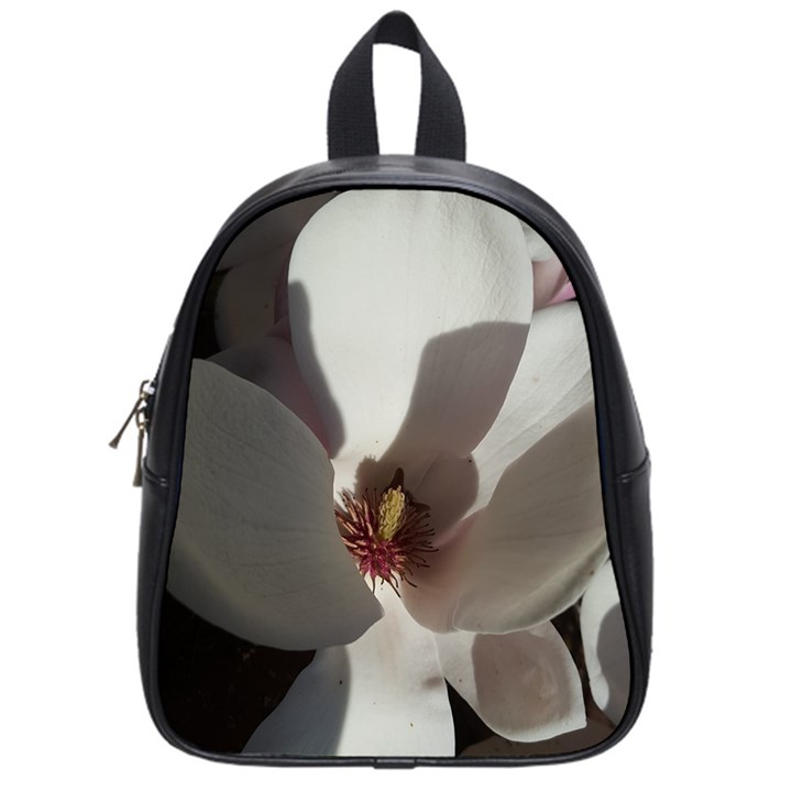 Magnolia Floral Flower Pink White School Bag (Small)