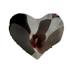 Magnolia Floral Flower Pink White Standard 16  Premium Flano Heart Shape Cushions by yoursparklingshop