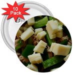 Cheese and Peppers Green Yellow Funny Design 3  Buttons (10 pack)  Front