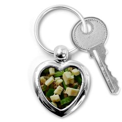 Cheese And Peppers Green Yellow Funny Design Key Chains (heart)  by yoursparklingshop