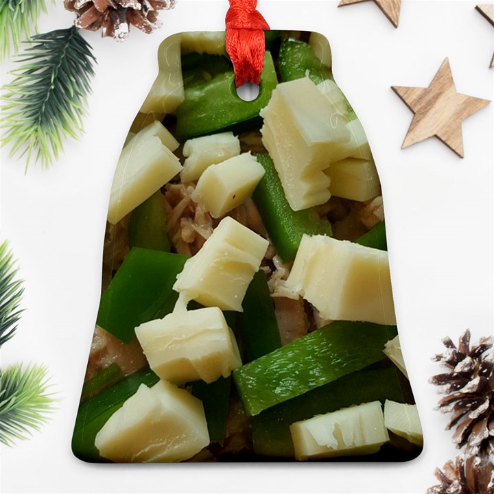 Cheese and Peppers Green Yellow Funny Design Ornament (Bell)