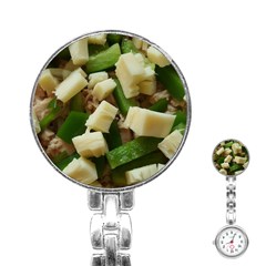 Cheese And Peppers Green Yellow Funny Design Stainless Steel Nurses Watch by yoursparklingshop