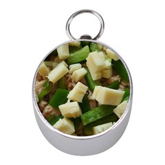 Cheese And Peppers Green Yellow Funny Design Mini Silver Compasses by yoursparklingshop