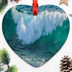 Awesome Wave Ocean Photography Ornament (heart) by yoursparklingshop