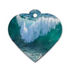 Awesome Wave Ocean Photography Dog Tag Heart (one Side) by yoursparklingshop