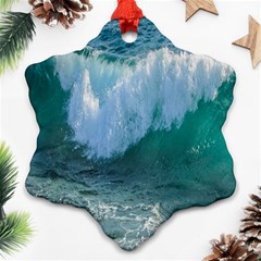 Awesome Wave Ocean Photography Snowflake Ornament (two Sides) by yoursparklingshop