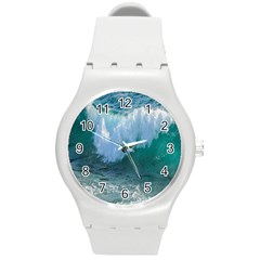 Awesome Wave Ocean Photography Round Plastic Sport Watch (m) by yoursparklingshop