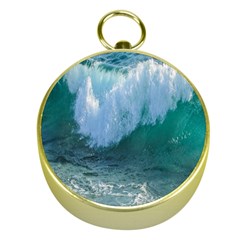 Awesome Wave Ocean Photography Gold Compasses by yoursparklingshop