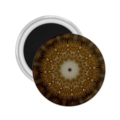 Elegant Festive Golden Brown Kaleidoscope Flower Design 2 25  Magnets by yoursparklingshop