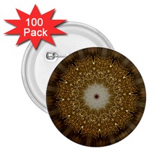 Elegant Festive Golden Brown Kaleidoscope Flower Design 2 25  Buttons (100 Pack)  by yoursparklingshop