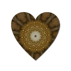 Elegant Festive Golden Brown Kaleidoscope Flower Design Heart Magnet by yoursparklingshop