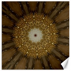 Elegant Festive Golden Brown Kaleidoscope Flower Design Canvas 12  X 12   by yoursparklingshop