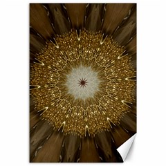 Elegant Festive Golden Brown Kaleidoscope Flower Design Canvas 24  X 36  by yoursparklingshop