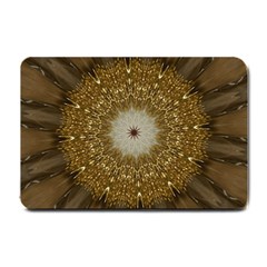 Elegant Festive Golden Brown Kaleidoscope Flower Design Small Doormat  by yoursparklingshop