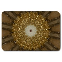 Elegant Festive Golden Brown Kaleidoscope Flower Design Large Doormat  by yoursparklingshop