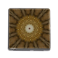 Elegant Festive Golden Brown Kaleidoscope Flower Design Memory Card Reader (square) by yoursparklingshop