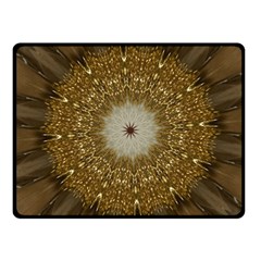 Elegant Festive Golden Brown Kaleidoscope Flower Design Fleece Blanket (small) by yoursparklingshop