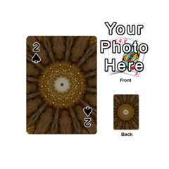 Elegant Festive Golden Brown Kaleidoscope Flower Design Playing Cards 54 (mini)  by yoursparklingshop