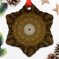 Elegant Festive Golden Brown Kaleidoscope Flower Design Snowflake Ornament (two Sides)