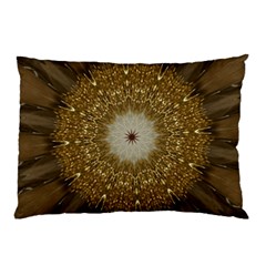 Elegant Festive Golden Brown Kaleidoscope Flower Design Pillow Case (two Sides) by yoursparklingshop