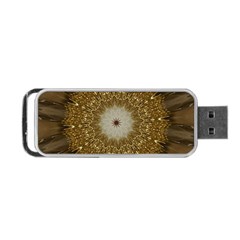 Elegant Festive Golden Brown Kaleidoscope Flower Design Portable Usb Flash (one Side) by yoursparklingshop