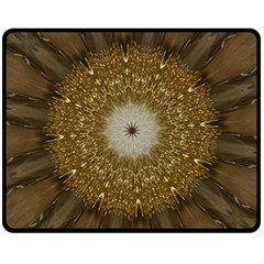 Elegant Festive Golden Brown Kaleidoscope Flower Design Double Sided Fleece Blanket (medium)  by yoursparklingshop