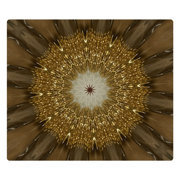 Elegant Festive Golden Brown Kaleidoscope Flower Design Double Sided Flano Blanket (Small) 