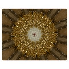 Elegant Festive Golden Brown Kaleidoscope Flower Design Double Sided Flano Blanket (medium)  by yoursparklingshop