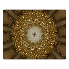 Elegant Festive Golden Brown Kaleidoscope Flower Design Double Sided Flano Blanket (large)  by yoursparklingshop