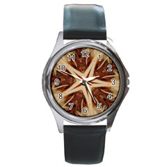 Spaghetti Italian Pasta Kaleidoscope Funny Food Star Design Round Metal Watch