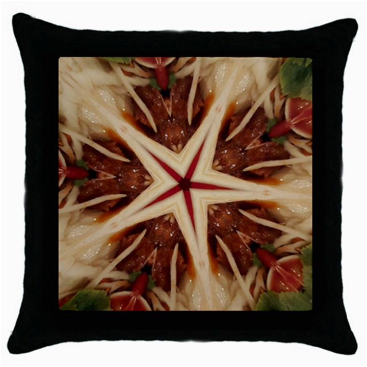 Spaghetti Italian Pasta Kaleidoscope Funny Food Star Design Throw Pillow Case (Black)