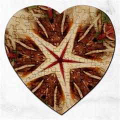 Spaghetti Italian Pasta Kaleidoscope Funny Food Star Design Jigsaw Puzzle (Heart)