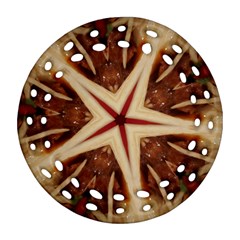 Spaghetti Italian Pasta Kaleidoscope Funny Food Star Design Round Filigree Ornament (Two Sides)