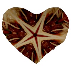 Spaghetti Italian Pasta Kaleidoscope Funny Food Star Design Large 19  Premium Heart Shape Cushions by yoursparklingshop