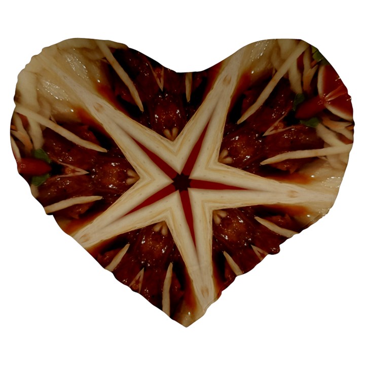 Spaghetti Italian Pasta Kaleidoscope Funny Food Star Design Large 19  Premium Flano Heart Shape Cushions