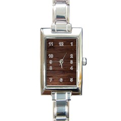 Rustic Dark Brown Wood Wooden Fence Background Elegant Rectangle Italian Charm Watch by yoursparklingshop