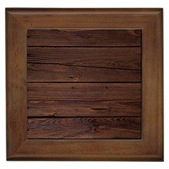 Rustic Dark Brown Wood Wooden Fence Background Elegant Framed Tiles by yoursparklingshop