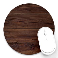 Rustic Dark Brown Wood Wooden Fence Background Elegant Round Mousepads by yoursparklingshop