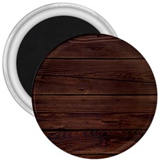 Rustic Dark Brown Wood Wooden Fence Background Elegant 3  Magnets by yoursparklingshop