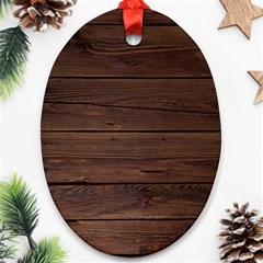 Rustic Dark Brown Wood Wooden Fence Background Elegant Ornament (oval) by yoursparklingshop