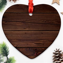 Rustic Dark Brown Wood Wooden Fence Background Elegant Ornament (heart) by yoursparklingshop