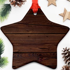 Rustic Dark Brown Wood Wooden Fence Background Elegant Ornament (star) by yoursparklingshop